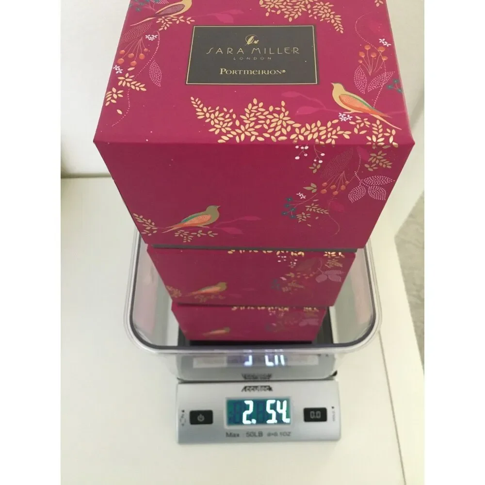Sara Miller London Portmeirion Chelsea Pink Mugs 12 Oz Gold Set of 3 New Box